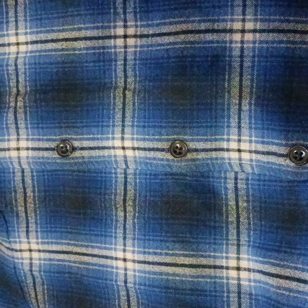 Men's Size Small Ralph Lauren Classic Fit Flannel Blue Beige and Black Plaid - Picture 3 of 5